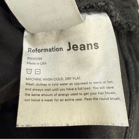 REFORMATION Liza High Rise Straight Cropped Jeans Faded Black Size 29 - Picture 12 of 12
